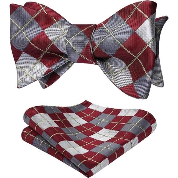 Accessories Bow Tie And Pocket Square Bowtie Formal Tuxedo Aburgundy